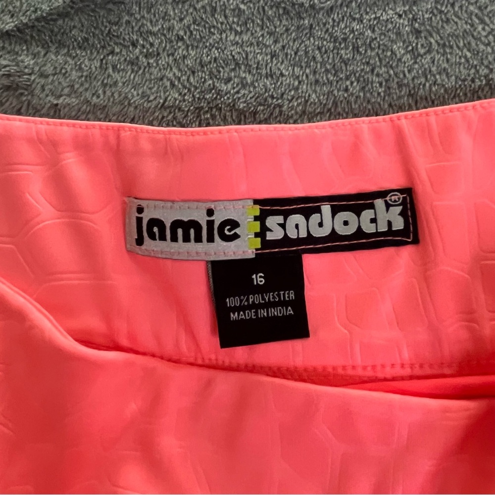 jamie sadock 16 Coral Pink Athletic Skort with Zip Pockets and faux leather trim - Picture 2 of 12
